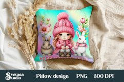 Easter gnome pillow | Easter gnome sublimation | Easter PNG Product Image 1