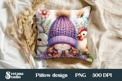 Easter gnome pillow | Easter gnome sublimation | Easter PNG Product Image 1