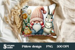 Easter gnome pillow | Easter gnome sublimation | Easter PNG Product Image 1