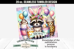 Bunny Ears Easter Raccoon with Coffee 20 oz Seamless Tumbler Product Image 2