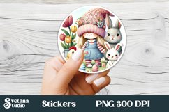 Cute gnome stickers | Printable Easter gnome stickers Product Image 1