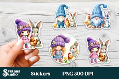 Cute gnome stickers | Printable Easter gnome stickers Product Image 1