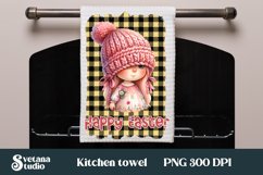 Easter gnome kitchen towel | Kitchen towel sublimation Product Image 1