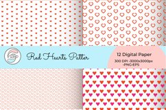 Red Hearts Digital Paper Background 12 Files for Personal an Product Image 1