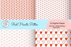 Red Hearts Digital Paper Background 12 Files for Personal an Product Image 2