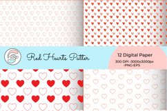 Red Hearts Digital Paper Background 12 Files for Personal an Product Image 3