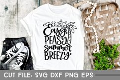 Easy Peasy Summer Breezy, Hand Lettered with palm tree SVG Product Image 1