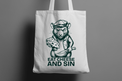 Eat Cheese and Sin Rat SVG, Edgy Rodent Dark Humor Design Product Image 2