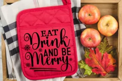 Eat Drink And Be Merry SVG, Christmas Pot Holder SVG Design Product Image 3