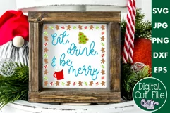 Eat Drink And Be Merry Christmas Farmhouse Sign Svg Product Image 1