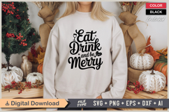 Eat Drink And Be Merry SVG | Christmas SVG | Holiday SVG Product Image 2