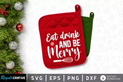 Eat drink and be merry SVG, Christmas Potholder SVG Design Product Image 1