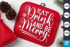 Eat Drink And Be Merry SVG, Christmas Pot Holder SVG Design Product Image 1