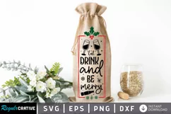 Eat drink and be merry SVG, Christmas Wine SVG Design Product Image 1
