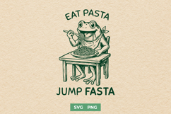 Eat Pasta Jump Fasta SVG - Funny Fitness Frog Sarcastic PNG Product Image 1