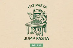 Eat Pasta Jump Fasta SVG - Funny Fitness Frog Sarcastic PNG Product Image 1