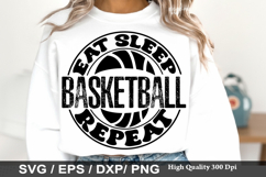 Eat Sleep Basketball Repeat SVG - Basketball Design Product Image 1