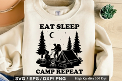 Eat Sleep Camp Repeat SVG - Camping Quotes Design Product Image 1