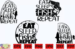 Eat Sleep Fish Repeat SVG | Fishing SVG | Fish SVG | Hooker Product Image 1