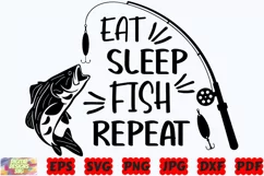 Eat Sleep Fish Repeat SVG | Fishing SVG | Fisherman SVG |PNG Product Image 1