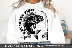 Eat sleep fish repeat - Fishing Dad Shirt SVG Design Product Image 1