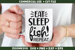 Eat sleep fish repeat SVG | Fishing SVG | Funny Fishing SVG Product Image 1