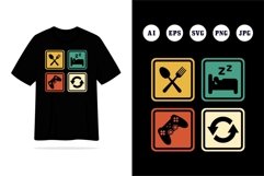 Eat sleep game repeat vintage style tshirt design Product Image 2