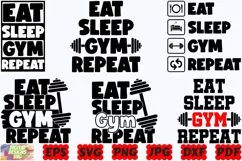 Eat Sleep Gym Repeat SVG | Gym SVG | Workout SVG | Fitness Product Image 3