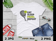 Eat Sleep Padel Repeat Png: Padel Tennis Design Digital File Product Image 3