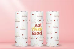 Eat Sleep Read book lovers skinny tumbler sublimation wrap with high resolution and transparant background are for 20oz and 30oz skinny tumbler