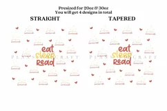 Eat Sleep Read book lovers skinny tumbler sublimation wrap with high resolution and transparant background are for 20oz and 30oz skinny tumbler