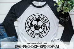 Eat Sleep Soccer Repeat SVG | Soccer Round Sign Svg Cut FIle Product Image 1