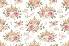 Watercolor crown and flower pattern Product Image 1