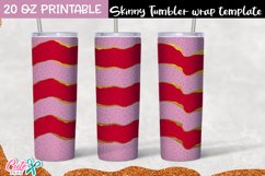 Red and pink geode Valentines day 20 Oz. Skinny Tumbler wrap Product Image 1