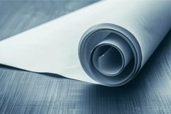 White paper roll lying on wooden table surface Product Image 1
