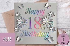 3D 18th Birthday card | Paper cutting | birthday card SVG Product Image 2
