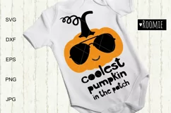 Coolest pumpkin in the patch in sunglasse SVG, baby shirt Product Image 1