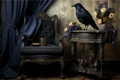 Mysterious raven in vintage interior Product Image 1