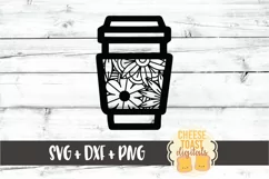 To Go Coffee Cup - Floral Zen Doodle SVG PNG DXF Cut Files Product Image 2