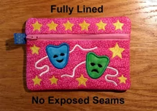 Drama Masks Zipper Bag - Fully Lined, 5X7 HOOP Product Image 3