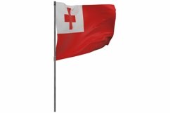 Tonga flag on pole. Waving banner isolated. National flag Product Image 1