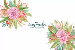 Watercolor Christmas bouquet clipart. Product Image 1