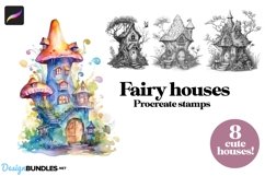 Procreate, Fairy houses coloring projects, 8 detailed design Product Image 1