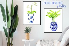 Chinoiserie Blue Jars. Watercolor Clipart Product Image 6