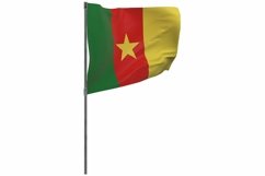 Cameroon flag on pole. Waving banner isolated. Product Image 1