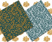 Teal and Gold Seamless Pattern, File for Fabric, Vinyl Print Product Image 4