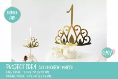 1st Birthday Cake Topper SVG with Crown | Baby Girl Birthday Product Image 3