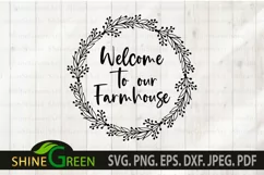 Farmhouse Welcome Sign SVG Hand Drawn Flower Wreath Product Image 2