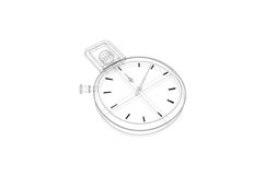 stopwatch wire-frame line drawing front view. Product Image 1