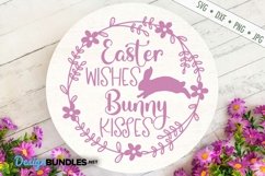 Easter Wishes Bunny Kisses SVG | Easter Wreath SVG Product Image 1